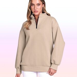 NWT ANRABESS Cream/Oatmeal Oversized Pullover Hoodie Sz Small